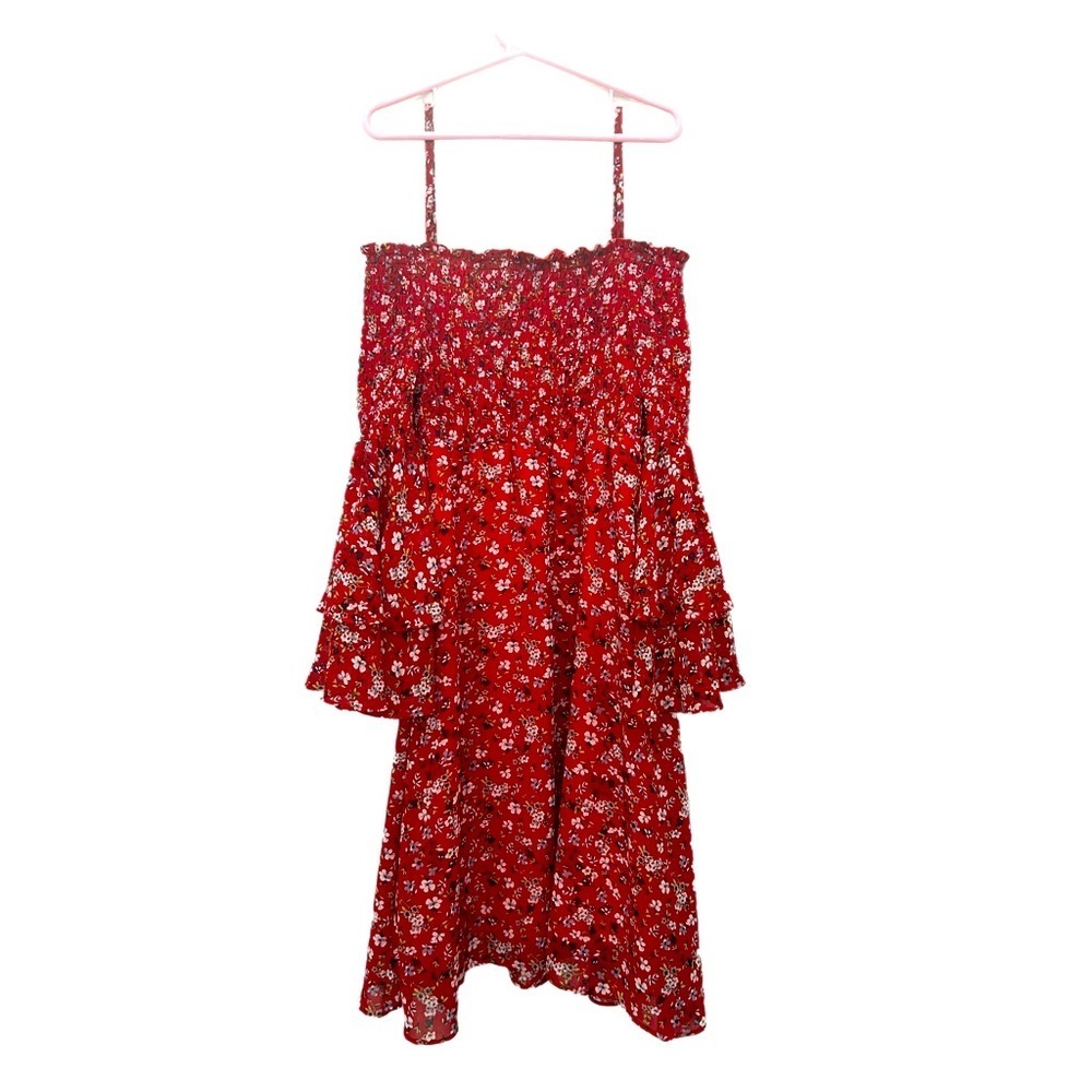 Kidpik off the shoulder floral dress size L.